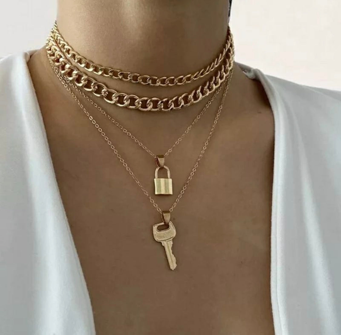 Gold Lock & Key Necklace