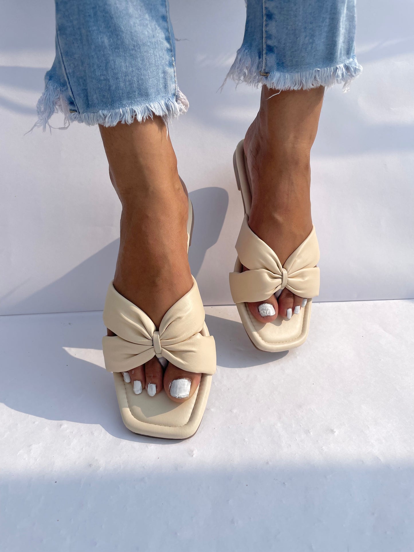 Ruched Soft Sole Cream Flats