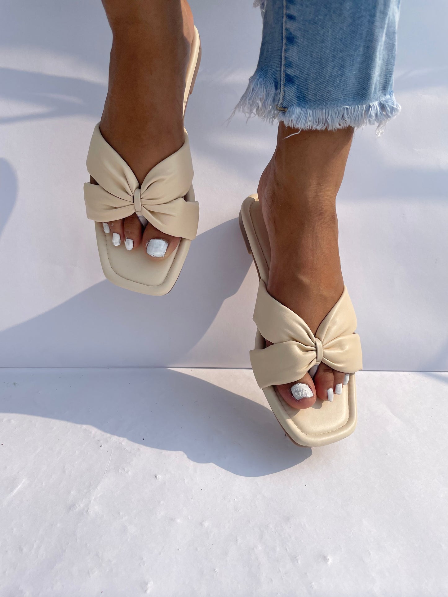 Ruched Soft Sole Cream Flats