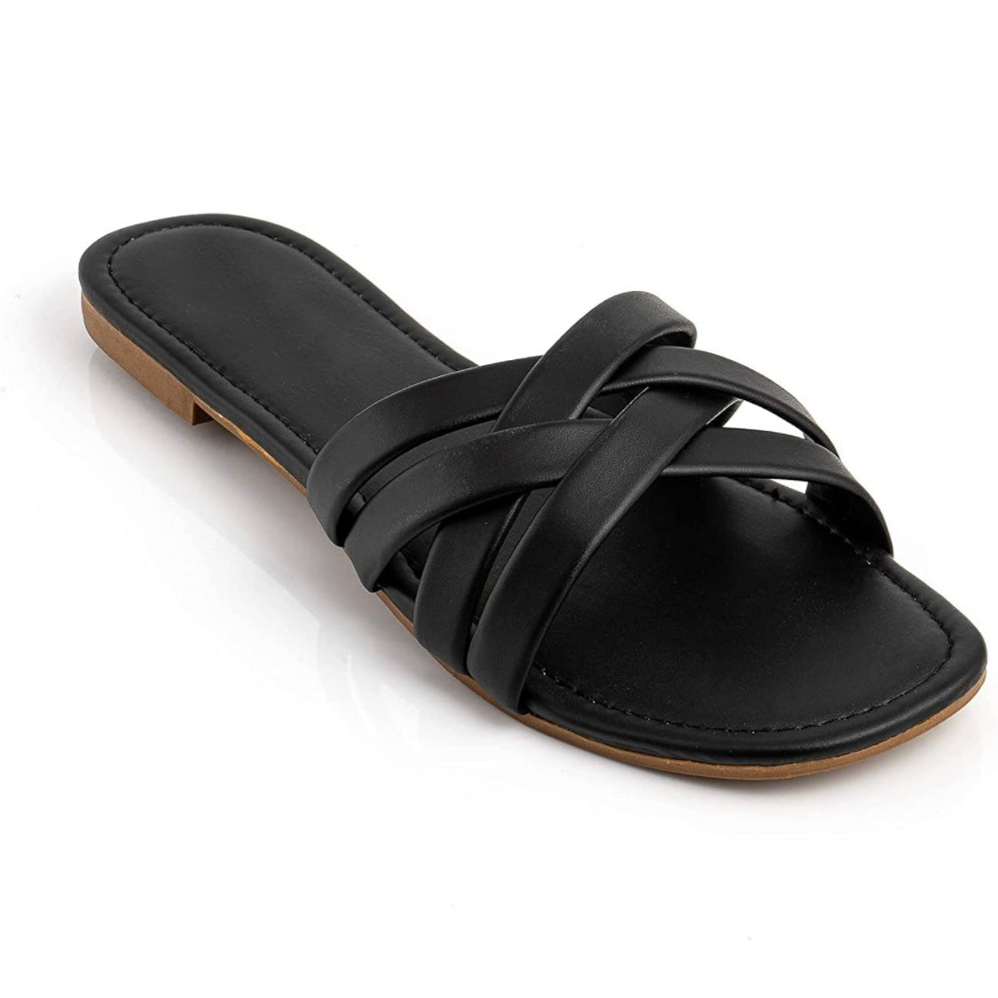 Criss Cross Leather Slides