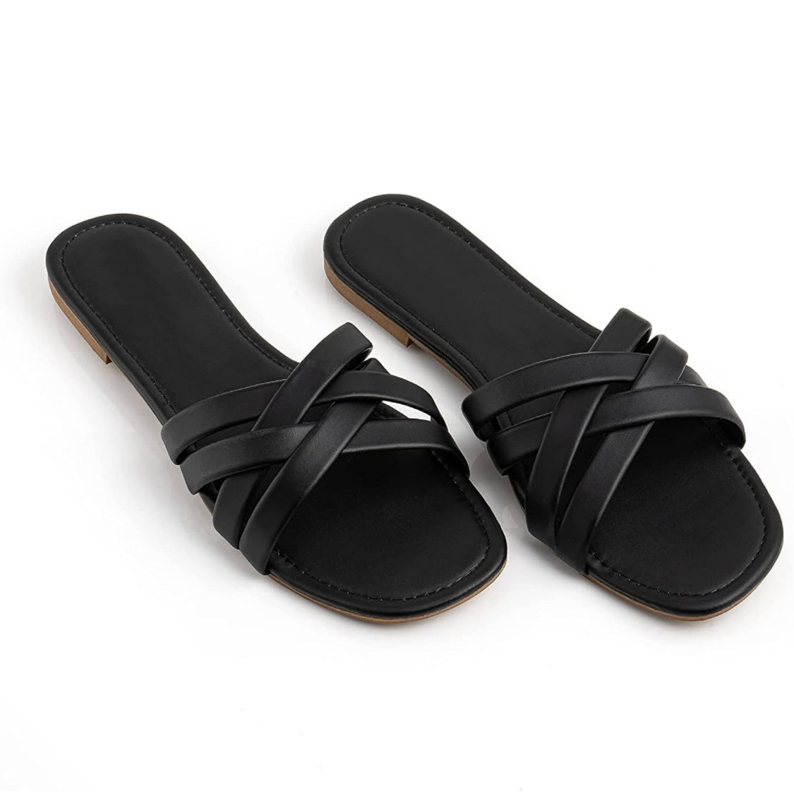 Criss Cross Leather Slides