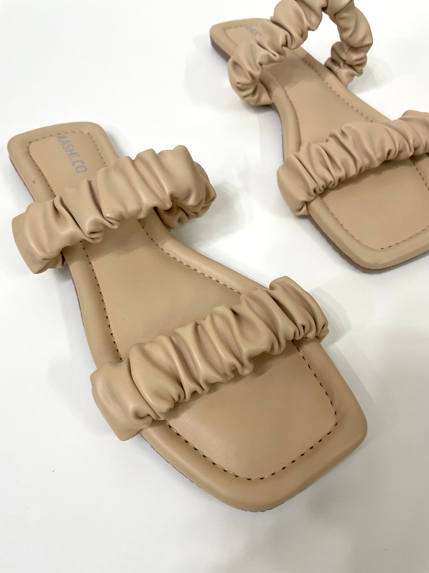 Ruched Double Strap Sliders