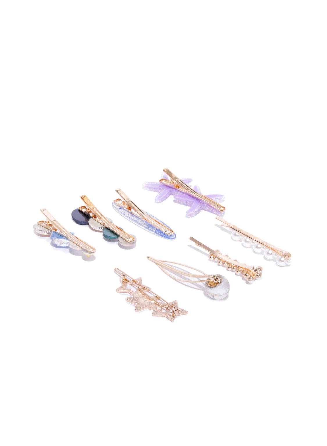 Set of 8 Hair Clips - Lilac