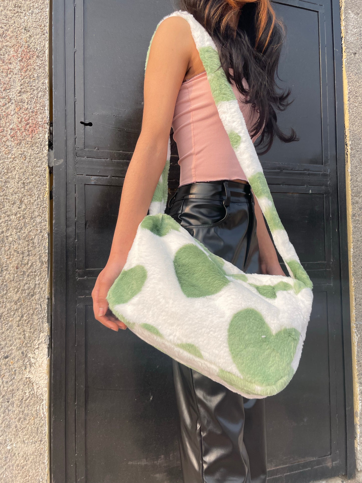 Green Fur Tote Bag