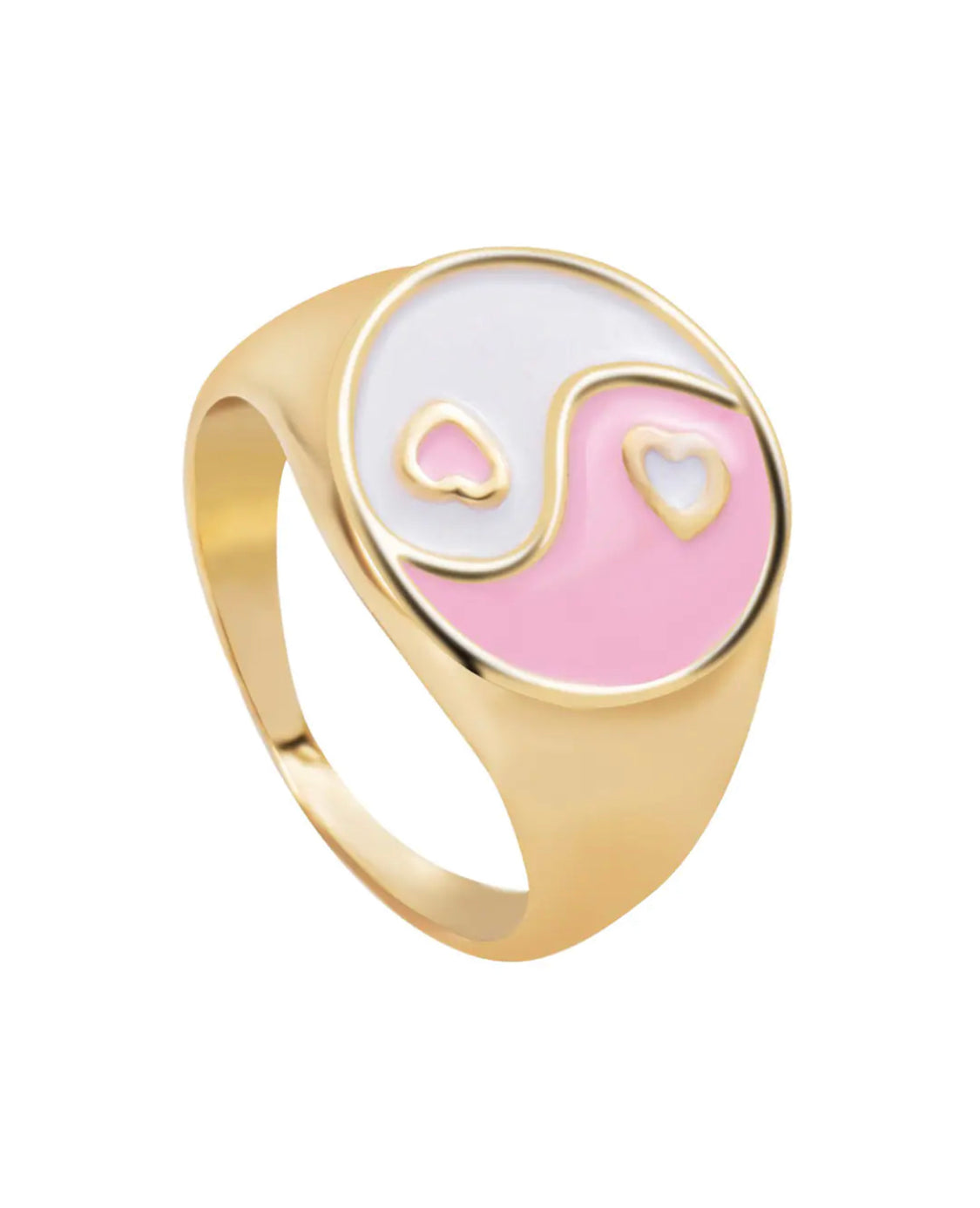 Gold Plated Pink Enamelled - Set Of 4 Rings