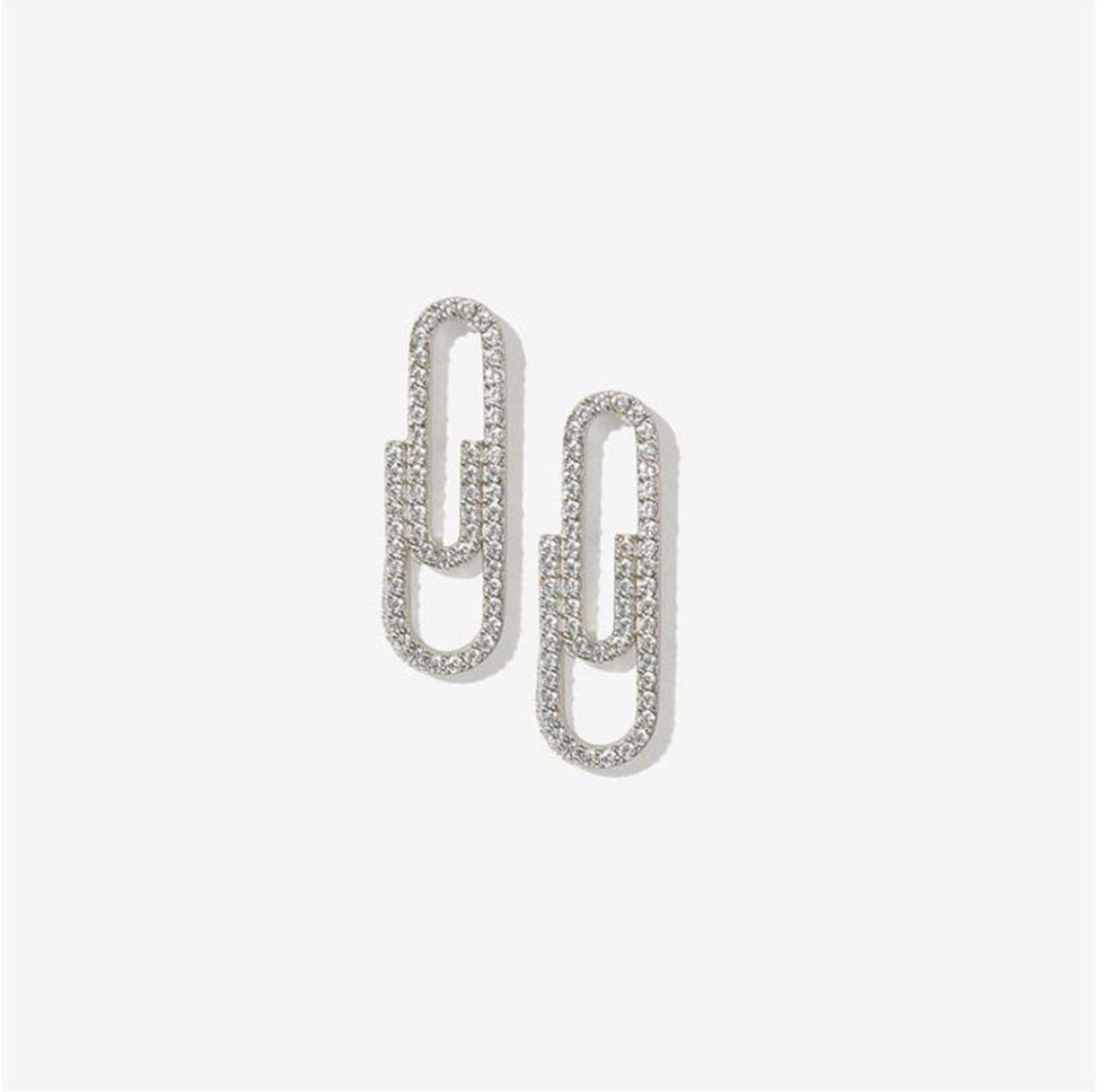 Rhinestone Paperclip Earrings