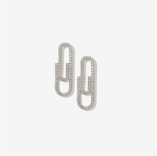 Rhinestone Paperclip Earrings