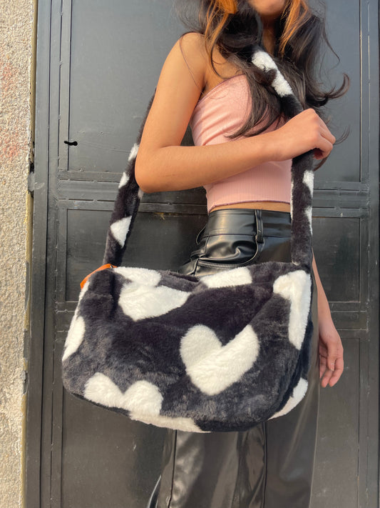 Black Fur Tote Bag