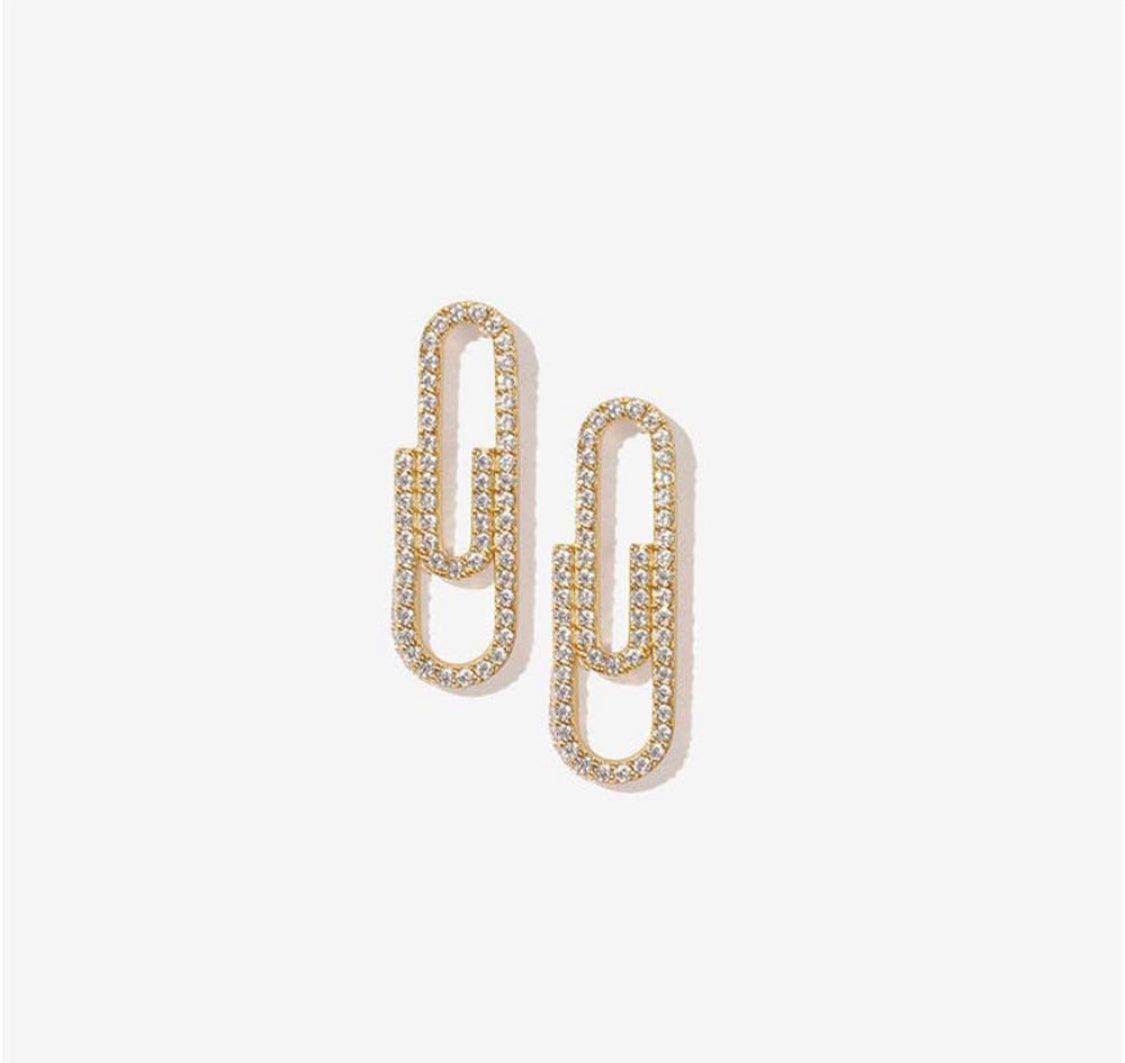 Rhinestone Paperclip Earrings