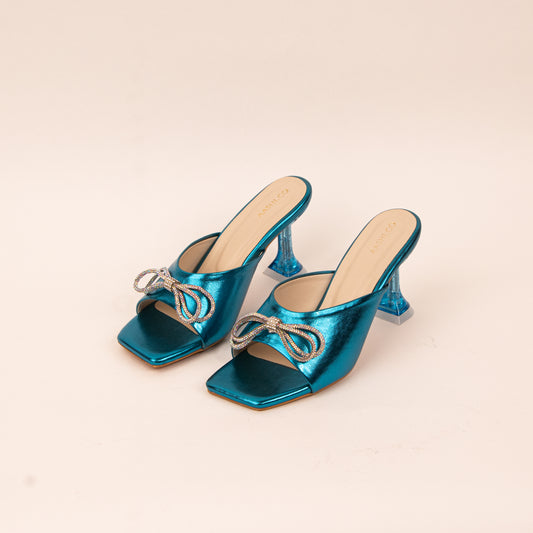 Zene Crystal Blue Bow Heels