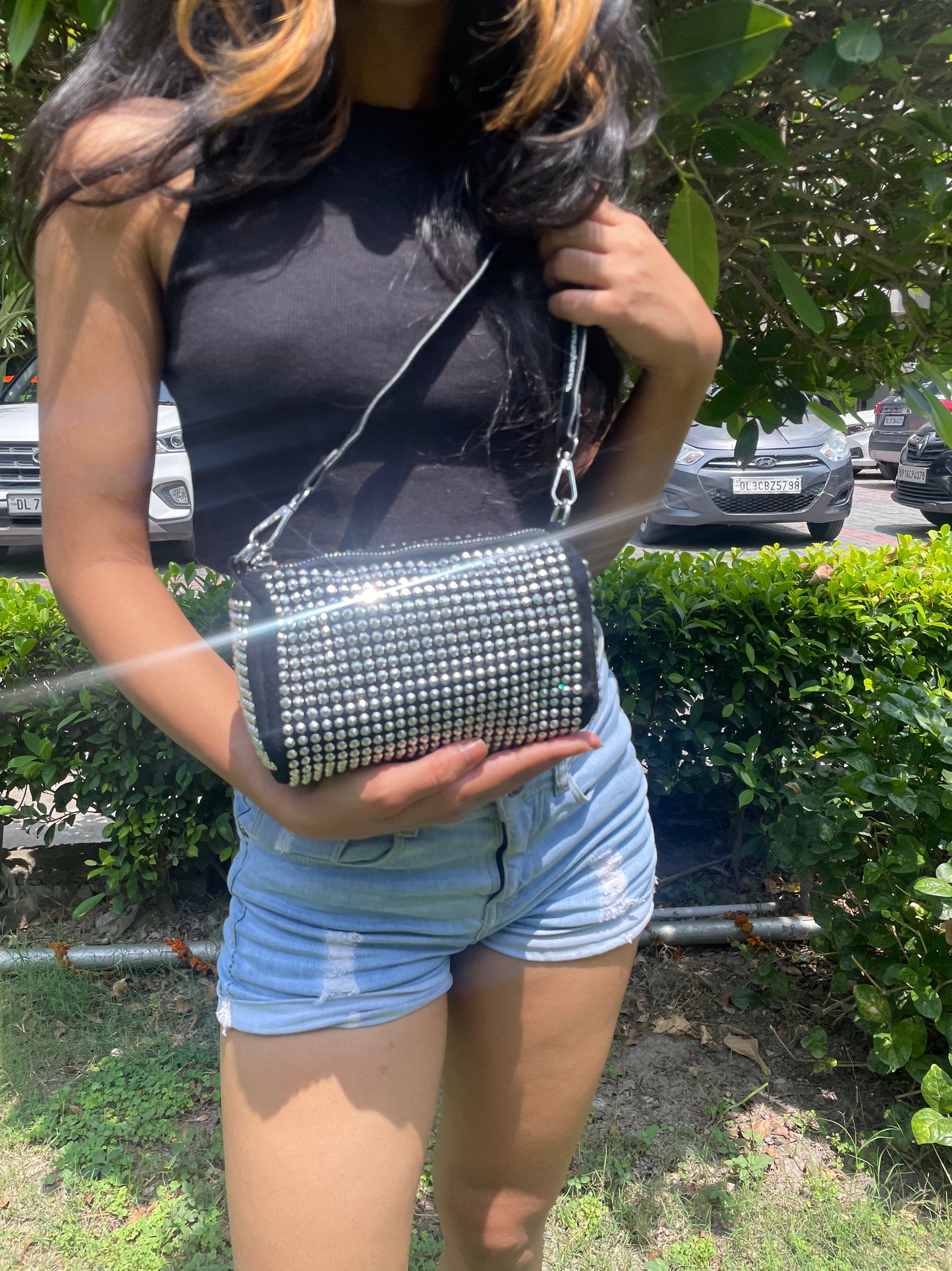 Alessa Rhinestone Studded Bag