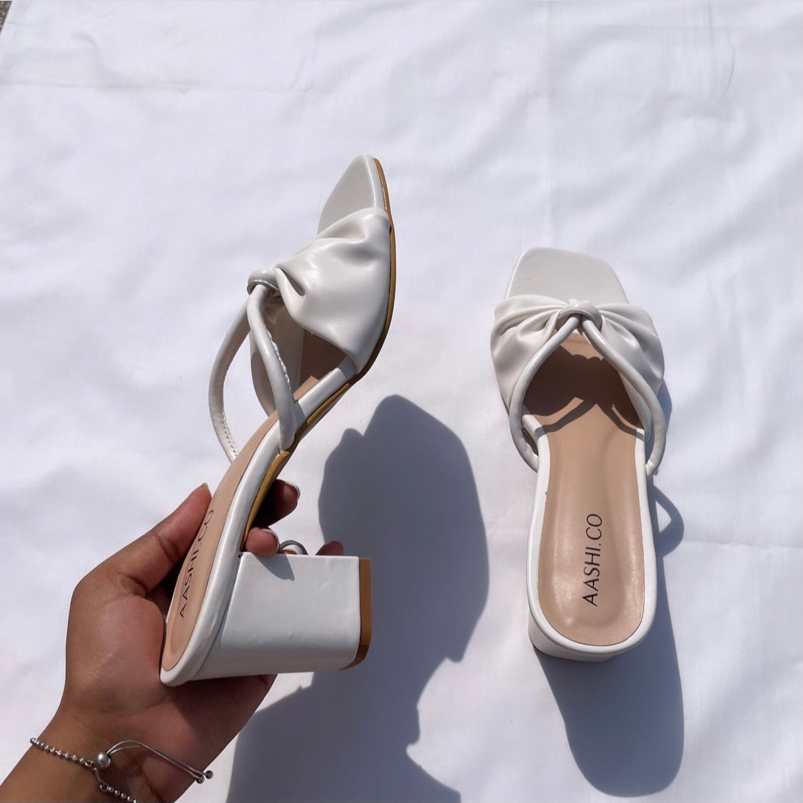 Bow Tie Mules (White)