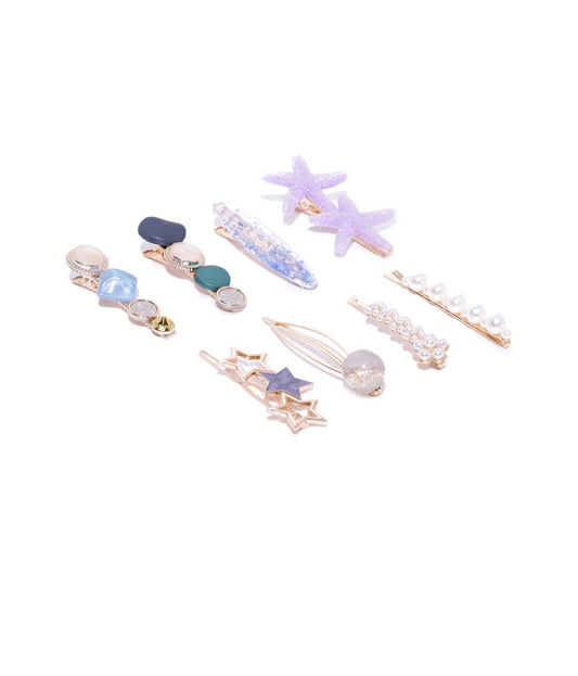 Set of 8 Hair Clips - Lilac