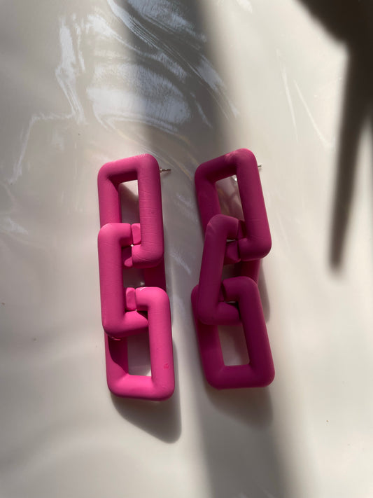 Hot Pink Chunky Chain Earrings