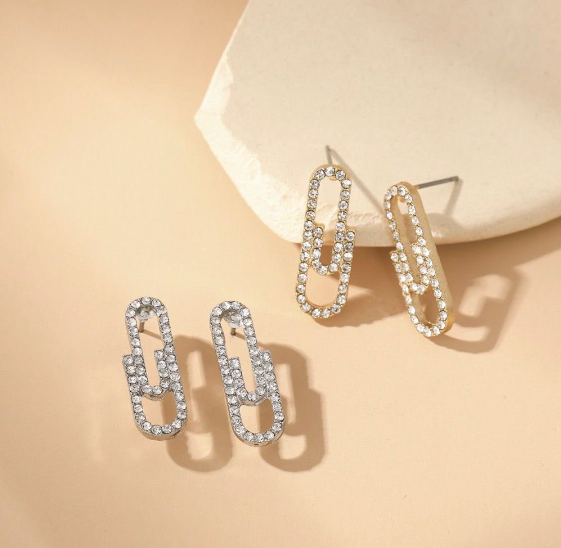 Rhinestone Paperclip Earrings