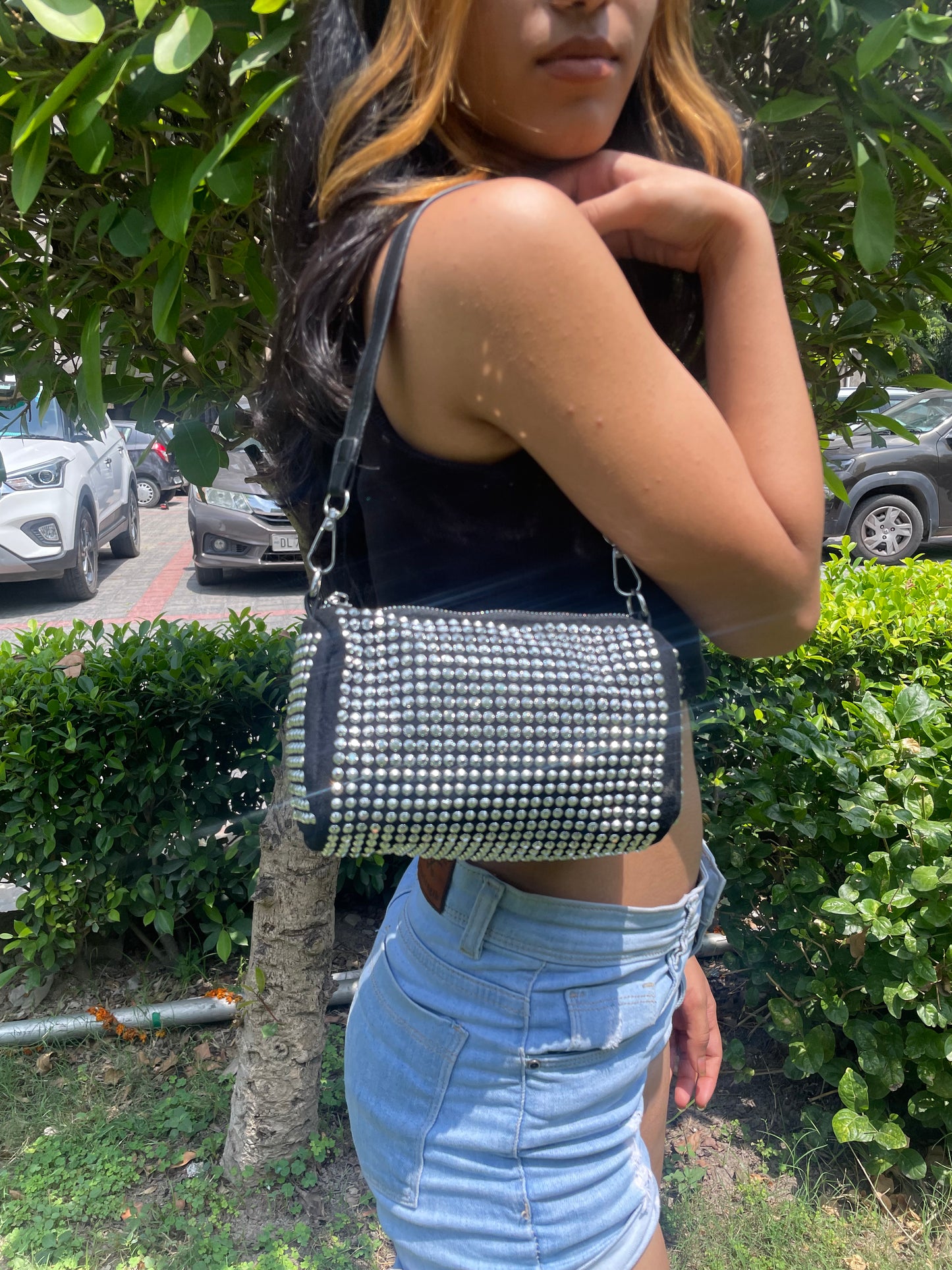 Alessa Rhinestone Studded Bag