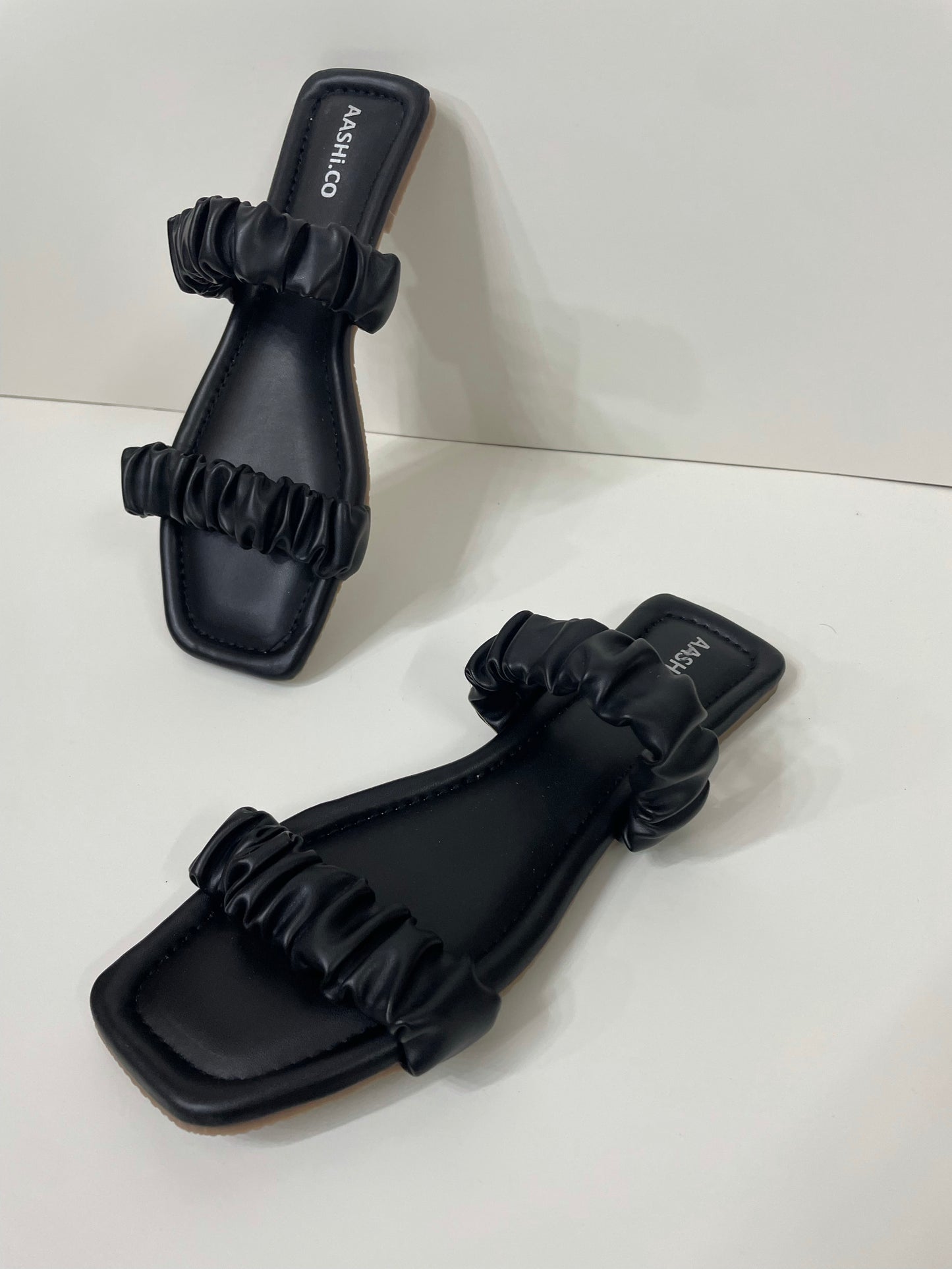 Ruched Double Strap Sliders