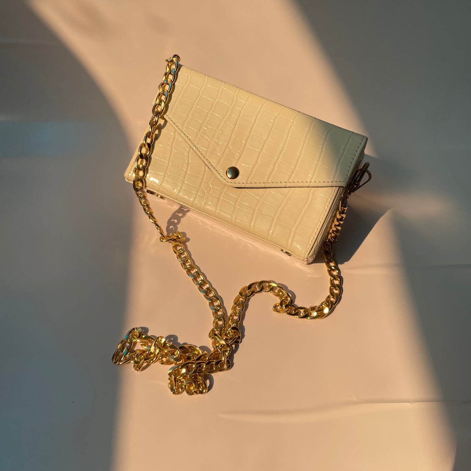 Cognac Croc Catherine Box Bag– MATEO